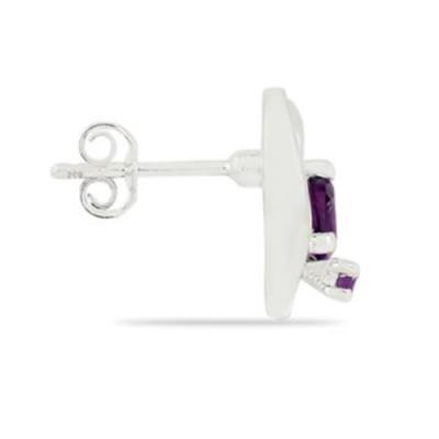 BUY NATURAL AMETHYST GEMSTONE HEART EARRINGS IN 925 SILVER